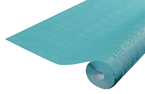 Pronappe Tischdecke R480684I 12er Pack Einweg-Tischdecken aus Damastpapier Länge 6m Breite 1,20m (pro Rolle) Farbe Entenblau Damastpapier mit universellem Muster schick und klassisch von Cogir