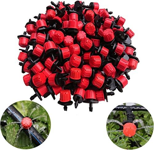 Pro-Noke 100Pcs 1/4Inch Einstellbare Micro Drip Bewässerung System Bewässerung Sprinkler Anti-Verstopfung Emitter Dripper Red Garten Supplies- von Pro-Noke