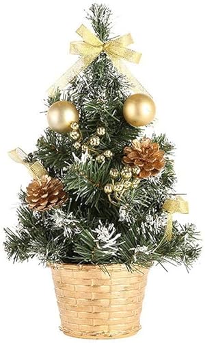 Pro-Noke Künstliche Mini-Weihnachtsbaum-Weihnachtsbaum-Kiefer-Tischplatte-Weihnachtsbaum-Kleiner Weihnachtsbaum mit hängenden Ornament-Dekorationen von Pro-Noke