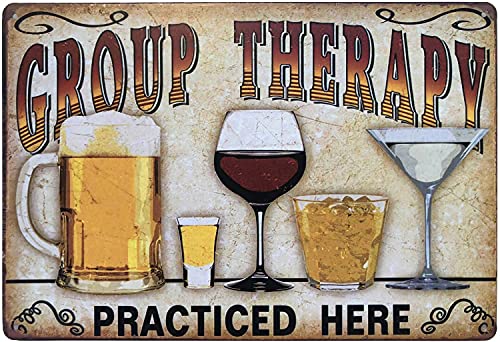 Vintage Tin Sign Bar Cave Beer Signs Group Therapy Practice Here 30 x 20cm ManCave Decor Garage Bar Cave Beer Signs (Model 2#) von Pro-Noke