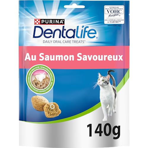 DENTALIFE | Leckerli | für ausgewachsene Katzen | Hilft bei der effektiven Reinigung der Zähne | Lachs | Beutel | 140 g von Dentalife
