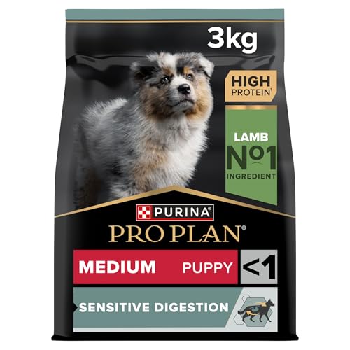 Pro Plan PURINA PRO PLAN Medium Puppy Sensitive Digestion Welpenfutter trocken, reich an Lamm, 1er Pack (1 x 3 kg) von PURINA PRO PLAN