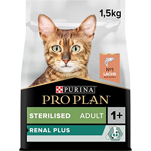 Pro Plan Sterilised Adult 1+ Katzenfutter trocken mit OPTIRENAL, reich an Lachs, 1er Pack (1 x 1,5kg) von PURINA PRO PLAN