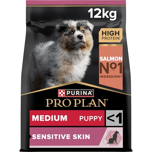 Pro Plan Medium Puppy Sensitive Skin, Welpenfutter trocken, reich an Lachs, 1er Pack (1 x 12 kg) von Pro Plan