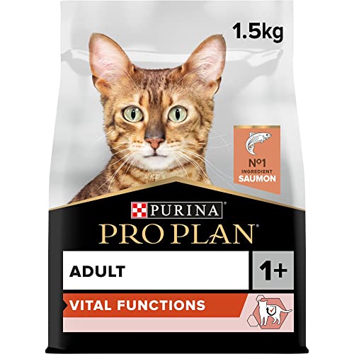 Purina Pro Plan | Vitalfunktionen | ausgewachsene Katze | Komplette Trockenfutter speziell zur Unterstützung der wichtigsten Vitalfunktionen (Gehirn, Immun) | Lachs | Beutel | 6 x 1,5 kg von Pro Plan
