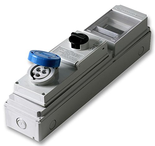 Pro Power SQE1665.5FM 16 A 415 V 3P+N+E Schaltsteckdose mit RCD-Fach, rot von Pro Power