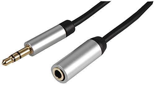 Pro Signal PSG3222-1M 3,5-mm-Stereo-Klinkenstecker, schmal, mit Aluminium-Kopfschalen, 1 m, Schwarz von PROSIGNAL