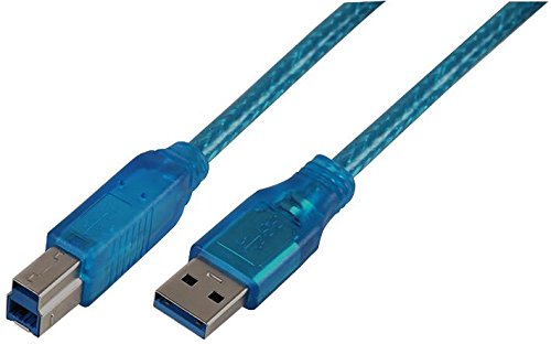 Pro Signal PSG91169 2 m USB 3.0 A Stecker auf B Stecker, transparent blau von PROSIGNAL