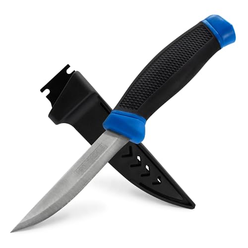 Pro Tackle Angelmesser inklusive Messerscheide aus Kunststoff mit Gürtelclip - Universalmesser mit Anti-Rutsch Griff von Pro Tackle Gear