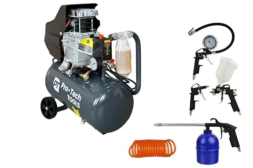 Kompressor 24L 2000W 230V + 5-teiliger Pneumatiksatz Pro-Tech TOOLS 80024 von Pro-Tech TOOLS