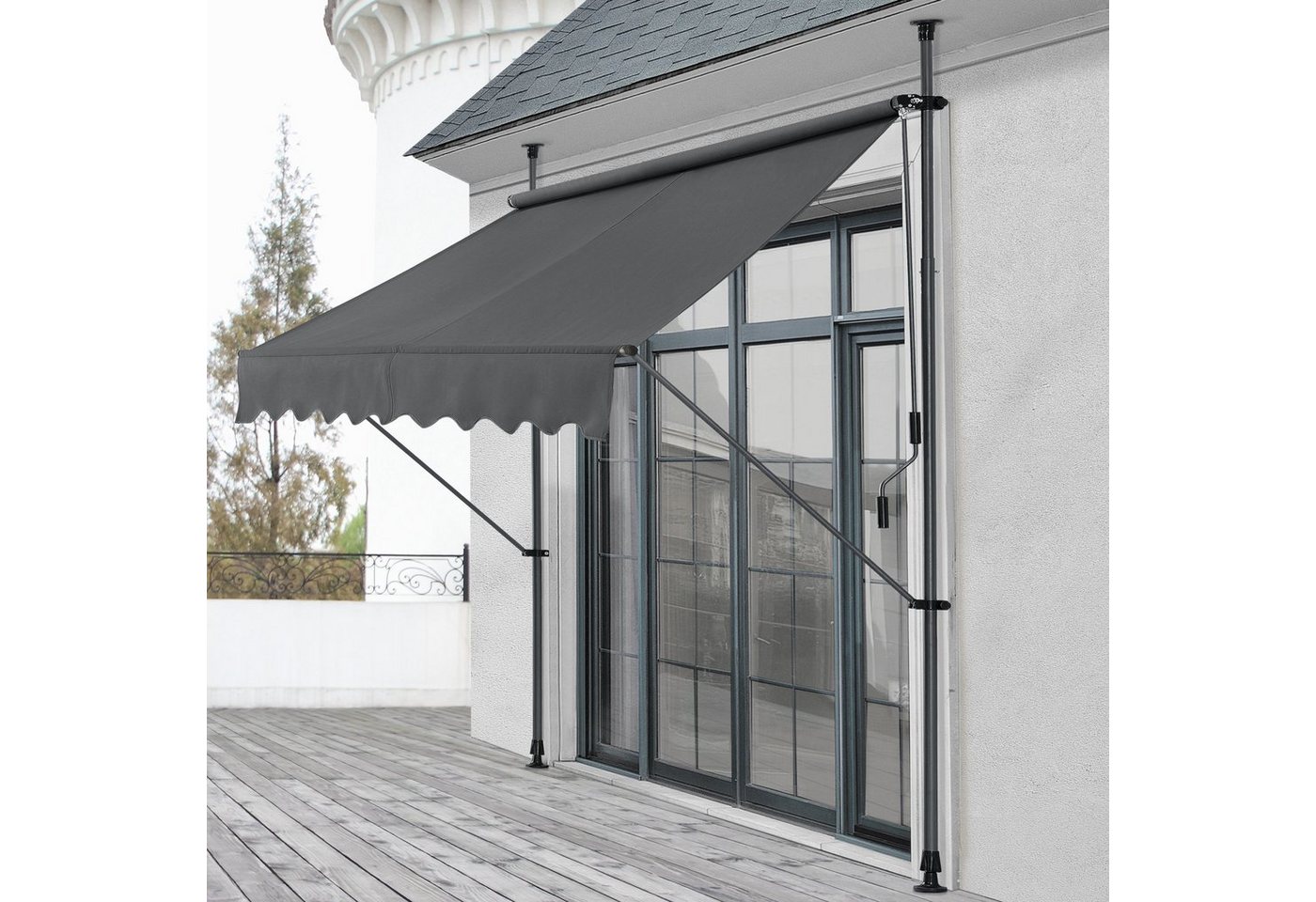 pro.tec Klemmmarkise Markise »Lindos« 250x120cm grau Sonnenschutz von pro.tec