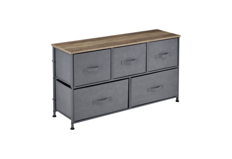 pro.tec Sideboard, Hoya Sideboard Beistelltisch mit 5 Schubladen aus Vliesstoff Grau von pro.tec