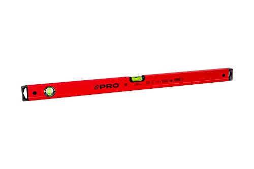 PRO600 Wasserwaage mit magneten 80cm - Ergonomischen Profil und ERS+ (Easy Reading System) Präzise Magnet Wasserwaage - Anti Shock Absorber Endkappen - Farbe Rot von PRO