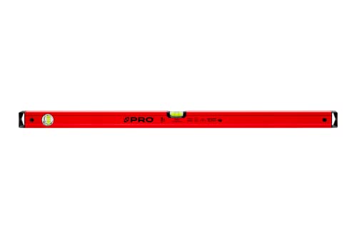 PRO600 Wasserwaage 100 cm mit Ergonomischen Profil - ERS+ (Easy Reading System) Präzise Wasserwaage mit Anti Shock Absorber Endkappen - Farbe Rot von PRO