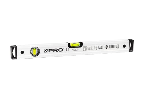 PRO600 Wasserwaage 50cm mit 2% Gefälle - Ergonomischen Profil und ERS+ (Easy Reading System) Präzise Wasserwaage - Anti Shock Absorber Endkappen - Farbe Weiß von PRO