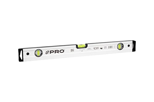 PRO800 Wasserwaage 60cm beidseitig gefräst mit Ergonomischen Profil - ERS+ (Easy Reading System) Präzise Wasserwaage mit Anti Shock Absorber Endkappen - Farbe Weiß von PRO