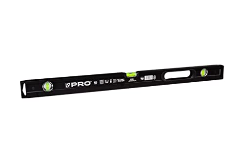 PRO800 Wasserwaage 80cm einseitig gefräst mit Ergonomischen Profil - ERS+ (Easy Reading System) Präzise Wasserwaage mit Anti Shock Absorber Endkappen - Farbe Schwarz von PRO