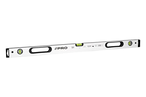 PRO800 Wasserwaage 100cm beidseitig gefräst mit Ergonomischen Profil - ERS+ (Easy Reading System) Präzise Wasserwaage mit Anti Shock Absorber Endkappen - Farbe Weiß von PRO