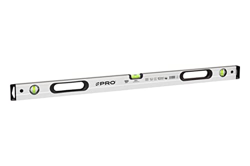 PRO800 Wasserwaage 100cm Eloxiert - Die Härte 9 auf der Mohs Skala - Ergonomischen Profil und ERS+ (Easy Reading System) Anti Shock Absorber Endkappen - Farbe Silber von PRO