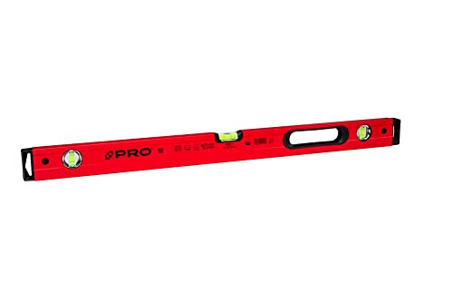 PRO800 Wasserwaage 80 cm mit Ergonomischen Profil - ERS+ (Easy Reading System) Präzise Wasserwaage mit Anti Shock Absorber Endkappen - Farbe Rot von PRO