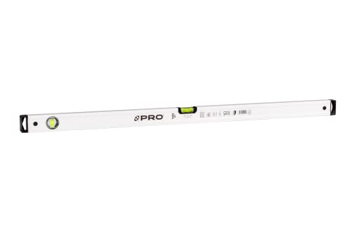 PRO600 Wasserwaage 100cm mit 2% Gefälle - Ergonomischen Profil und ERS+ (Easy Reading System) Präzise Wasserwaage - Anti Shock Absorber Endkappen - Farbe Weiß von PRO