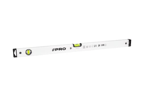 PRO600 Wasserwaage 80cm mit 2% Gefälle - Ergonomischen Profil und ERS+ (Easy Reading System) Präzise Wasserwaage - Anti Shock Absorber Endkappen - Farbe Weiß von PRO