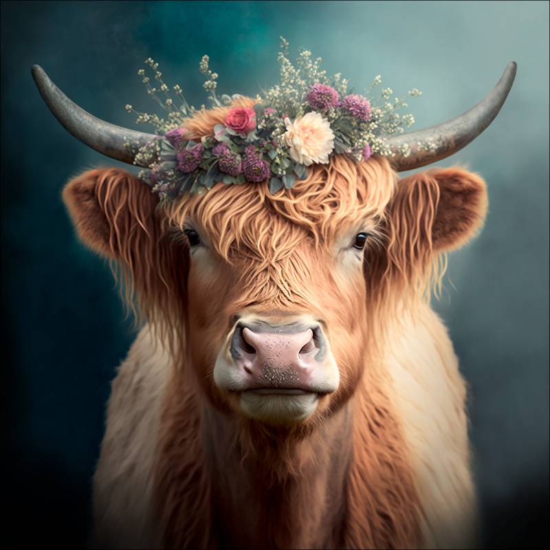PRO ART Canvas-Art Junges Wohnen 30x30cm Flower Highland Cattle von ProArt