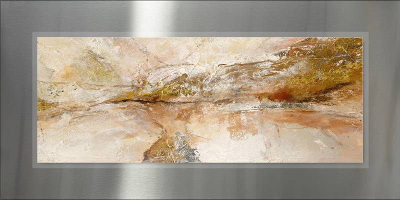 PRO ART Double-Alu - Dibond bedruckt mit Aufsatz aus Dibond 100x50cm Brown-Silver-Gold IX von ProArt