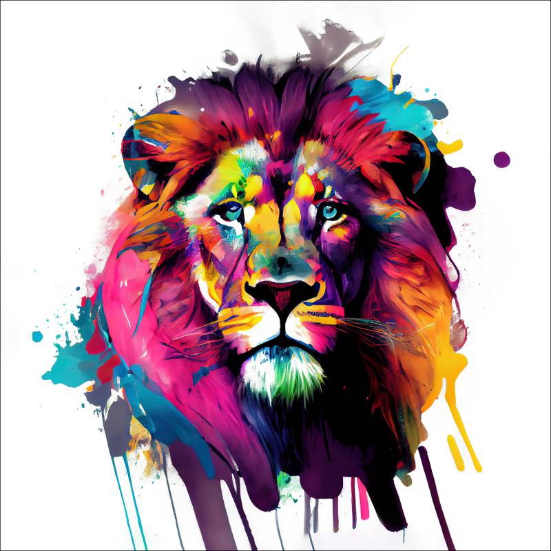 PRO ART Glas-Art 30x30cm Colorful Lion Head IV von ProArt