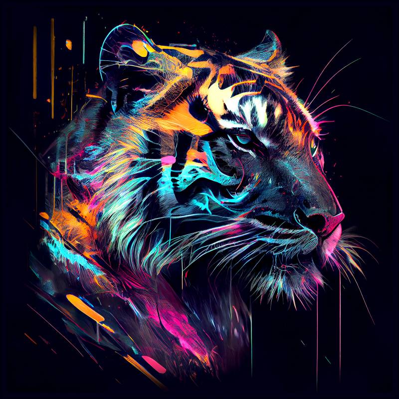 PRO ART Glas-Art 50x50cm Colorful Tiger Head II von ProArt