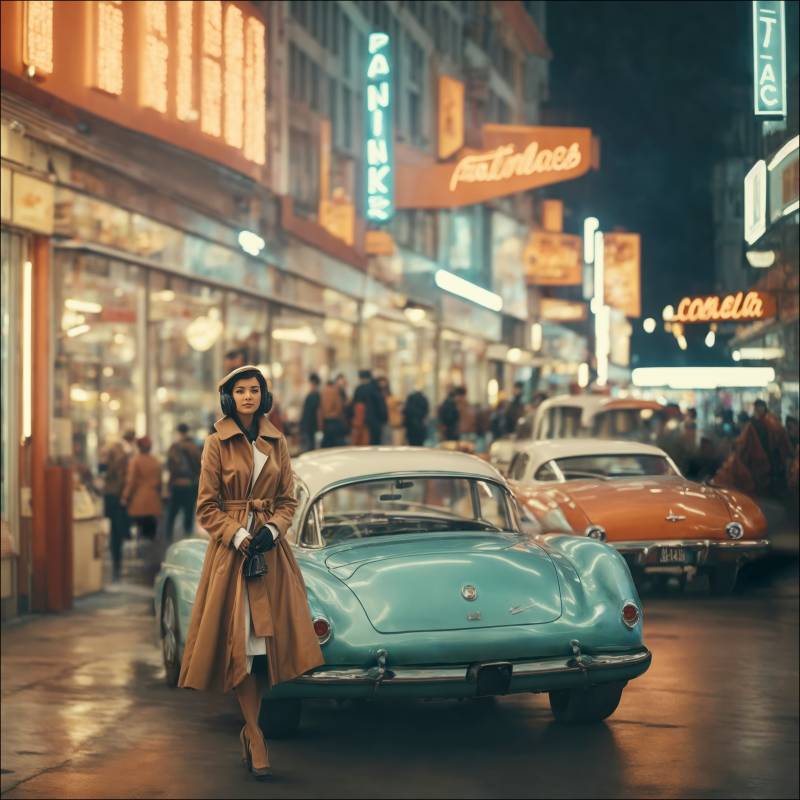 PRO ART Glas-Art 50x50cm Vintage Car On The Street I von ProArt