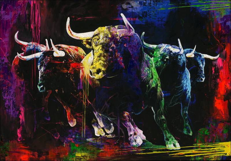ProArt Handpainting 100x70cm Colourful Bulls III ProArt Handpainting 100x70cm Colourful Bulls III von ProArt