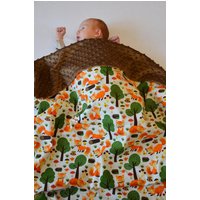Neugeborenen Decke, Baby Leichte Walddecke, Baby-Dusche-Geschenk, Wrap, Braune Minky Fuchs Decke Neugeborenen Decke, Baby Leichte Walddecke, Baby-Dusche-Geschenk, Wrap, Braune Minky Fuchs Decke von ProArtistPoland