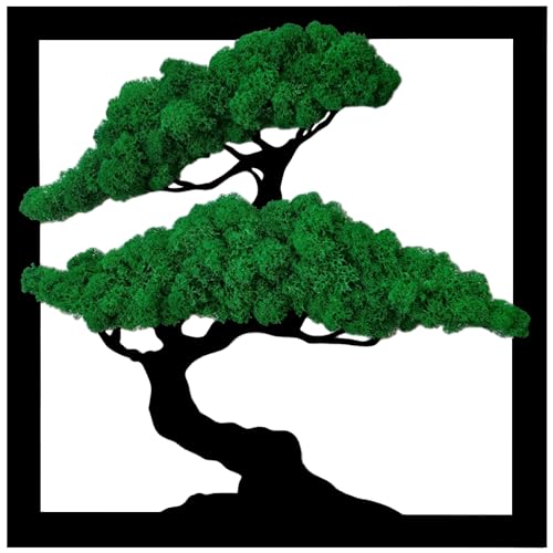 ProArts Moosbild Bonsai Baum Quadrat Dunkel - Moosbilder mit Rahmen 30x30cm - Mooswand Lebend Natürliches - Pflanzenbild Handgefertigt mit Dunkelmoos von ProArts