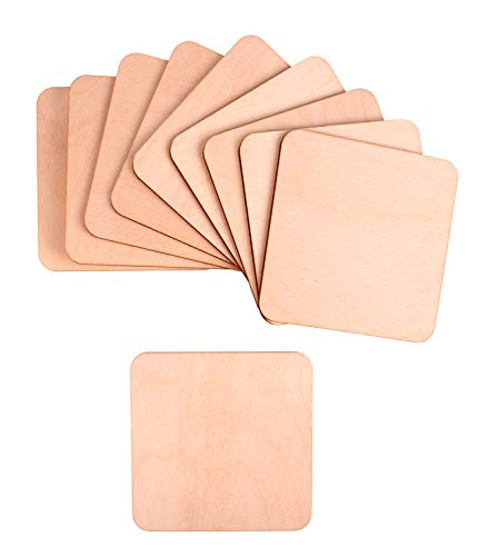 Untersetzer Birkenholz Set von 10 Holz Korkuntersetzer Gläser für Getränke Kaffee-Tee-Untersetzer Tischsets Coaster Wiederverwendbar 10 Stück 10x10cm von ProArts