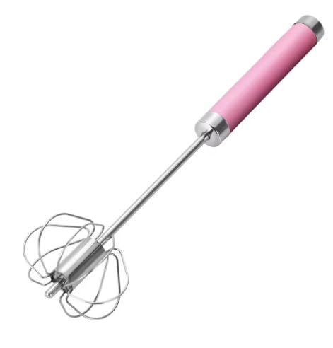 ProBytes Hand Push Egg Beater - Semi-Automatic Stainless Steel Self-Turning Whisk with Comfortable Handle - Manual Kitchen Blender, Mixer, Whisker (Pink) von ProBytes