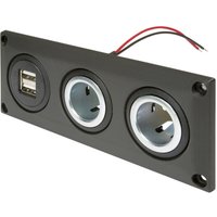 Procar - Einbausteckdose mit usb-a Doppelsteckdose + 2 Powersteckdosen Belastbarkeit Strom max.=20 a von ProCar
