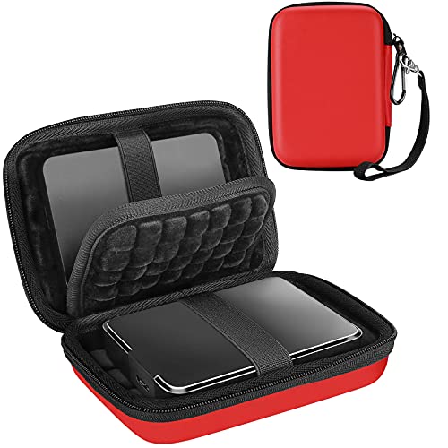 ProCase Doppelte Festplattentasche für 2 Externe 2,5" HDD, Externe Festplatte Tasche kompatibel mit Canvio Partner, Intenso Memory, Reisetasche für WD My Passport/Elements, Seagate Portable -Rot von ProCase