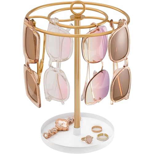 ProCase 360 drehbare Brillenständer, Brillenaufbewahrung für mehrere Brillen Ständer Sonnenbrillen Halter Sunglasses Organizer für bis zu 20 Brillen, Brillenablage Brillenhalter -Gold von ProCase