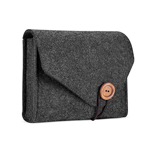 ProCase Felt Aufbewahrungskoffer Tasche, Portable Travel Electronics Zubehör Organizer Tasche für MacBook Laptop Maus Power Adapter Kabel Power Bank Handy Zubehör Ladegerät SSD HHD (Schwarz) von ProCase