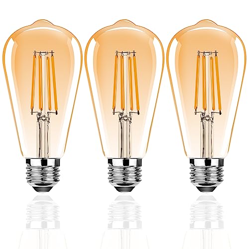 ProCrus 4W LED Dimmbar Vintage Edison Glühbirne,E27 ST64 LED Glühbirnen,350LM,35W Glühlampen äquivalent,2700K Warmweiß,Retro Antique Style,Amber Glow,360° Abstrahlwinkel,Dimmbar,3er Pack von ProCrus