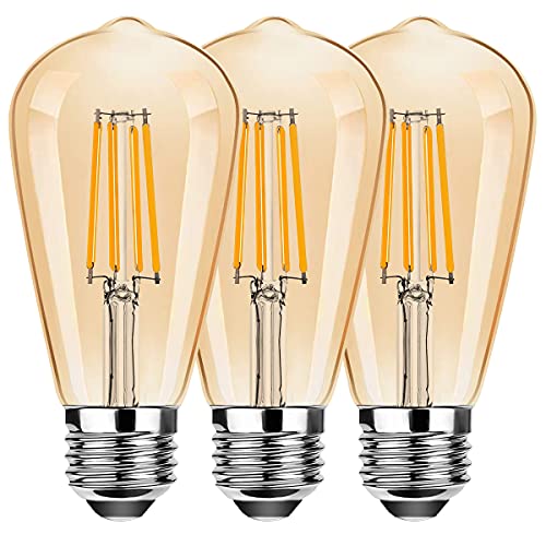 ProCrus 4W LED Vintage Edison Glühbirnen,E27 ST64 LED Glühbirne,400LM,40W Glühlampen äquivalent,2700K Warmweiß,Retro Antique Style,Amber Glow,360° Abstrahlwinkel,Nicht dimmbar,Energieklasse F,3er Pack von ProCrus