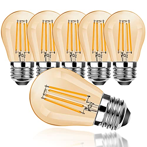 ProCrus 4W Vintage LED Glühbirne,E27 G45 LED Filament Glühbirne,Mini Globe LED Warmweiß 2700K,Ersatz für 40W Glühbirnen,400LM,E27 Edison Lampe,Nicht dimmbar,360°,Retro Amber,Energieklasse F,6er Pack von ProCrus