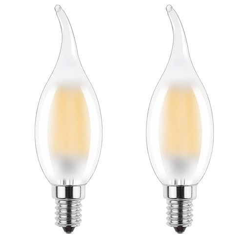 ProCrus Glühbirne E14 LED Kerze,Dimmbar LED Glühbirne Kronleuchter Kerzenform 4W Ersetzt 35Watt,350LM 2700K Warmweiß,Matt,Glas,2er Pack von ProCrus