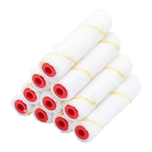 ProDec Advance 10er-Pack 100 mm Kurzflor-Mikrofaser-Mini-Farbroller für eine glatte Oberfläche mit Emulsion, Glanz, Satin, Lack, Holzbeize an Wänden, Decken, Fußleisten, Fensterbänken und Türen von ProDec Advance