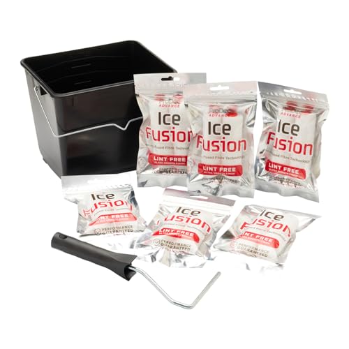ProDec Advance 15-teiliges Ice Fusion Mini-Farbrollen-Set, 12 x Rollen, Rahmen und 5-Liter-Eimer – Ultra-glatte Oberfläche mit Dispersions- und Satinfarben auf Innenwänden, Decken, Holz und Metall von ProDec Advance