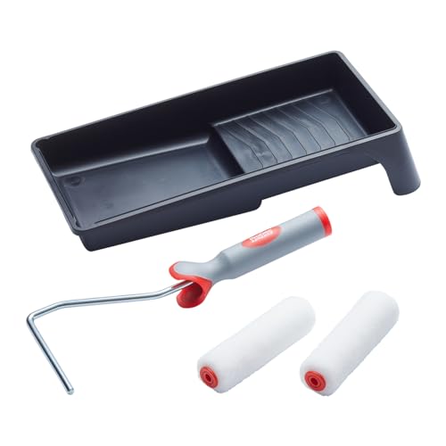 ProDec Advance 4-teiliges Ice Fusion Mini-Farbrollen-Set, 2 x Rollen, Rahmen und Farbschale – Ultra-glatte Oberfläche mit Dispersions- und Satinfarben auf Innenwänden, Decken, Holz und Metall von ProDec Advance