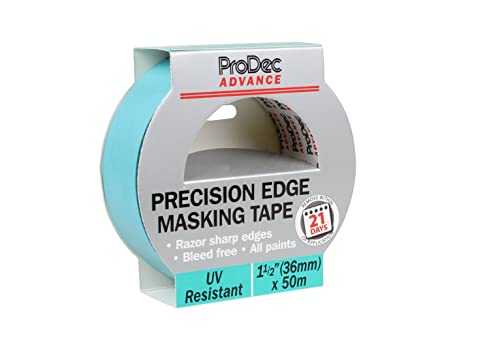 ProDec Advance 36 mm x 50 m, UV-resistent, Präzisionskanten-Maler-Abdeckband für mehrere Oberflächen für messerscharfe Linien ohne Auslaufen zum Malen und Dekorieren im Innen- und Außenbereich von ProDec Advance
