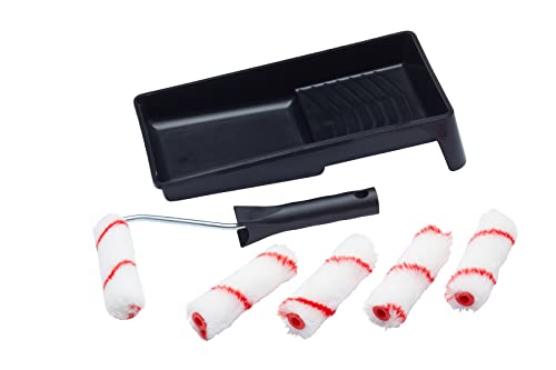 ProDec Contractor, 7-teiliges Set aus gewebten 100-mm-Mini-Farbrollen, Rahmen und Schale, für eine glatte Oberfläche mit Dispersionsfarben auf Innenwänden und Decken ProDec Contractor, 7-teiliges Set aus gewebten 100-mm-Mini-Farbrollen, Rahmen und Schale, für eine glatte Oberfläche mit Dispersionsfarben auf Innenwänden und Decken von ProDec Contractor