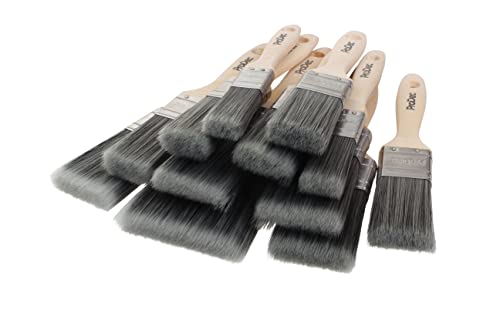 ProDec Decorator's Dozen 12-teilig – Synthetisches Pinselset für glattes Finish bei Streicharbeiten mit Dispersions-, Glanz- und Satinfarben an Wänden, Decken, Holz und Metall von ProDec
